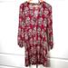 American Eagle Outfitters Dresses | American Eagle Outfitters Dress Women's Small Red Maroon Floral Print Tie Front | Color: Red/Tan | Size: S
