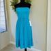 J. Crew Dresses | J Crew Aqua 100% Silk Pleated Sleeveless Strapless Wedding Prom Dress Size 12p | Color: Blue | Size: 12