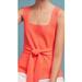 Anthropologie Tops | Anthropologie Size L Knit Tank Top Bright Coral Square Neck Attached Wrap Tie | Color: Orange | Size: L