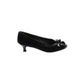 Stuart Weitzman Heels: Slip On Kitten Heel Feminine Black Print Shoes - Women's Size 6 1/2 - Round Toe