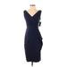 Alex Evenings Cocktail Dress - Party V Neck Sleeveless: Blue Solid Dresses - New - Women's Size 2