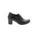 Earth Origins Ankle Boots: Loafers Chunky Heel Casual Black Print Shoes - Women's Size 8 - Round Toe