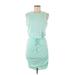 Tart Casual Dress - Mini High Neck Sleeveless: Teal Print Dresses - Women's Size Medium