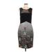 Kay Unger Casual Dress - Sheath Scoop Neck Sleeveless: Black Color Block Dresses - Women's Size 10
