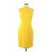 Sharagano Casual Dress - Sheath Mock Sleeveless: Yellow Print Dresses - Women's Size 6