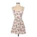 LA Hearts Casual Dress - Mini Scoop Neck Sleeveless: Ivory Print Dresses - Women's Size Small