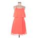 Gianni Bini Casual Dress - A-Line Scoop Neck Sleeveless: Orange Print Dresses - Women's Size 8