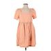 Madewell Casual Dress - Mini Square Short sleeves: Orange Solid Dresses - Women's Size Small