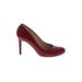 L.K. Bennett Heels: Slip-on Stiletto Cocktail Party Burgundy Print Shoes - Women's Size 39 - Round Toe