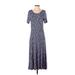 Draper James Cocktail Dress - A-Line Scoop Neck Short sleeves: Blue Print Dresses - Women's Size Small