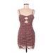 Forever 21 Cocktail Dress - Mini Plunge Sleeveless: Burgundy Dresses - New - Women's Size Medium