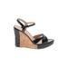 Anne Klein Wedges: Black Print Shoes - Women's Size 6 1/2 - Open Toe