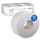 Scott Essential Jumbo Toilettenpapierrollen 8614 – 2-lagiges Toilettenpapier – 12 Rollen mit je 500 weißen Blättern (2.400 m)