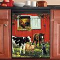 Farm Animal Magnet Dishwasher Cover Art Sticker for Refrigerator,Cow Pig Fridge Magnet Kitchen Decorative,Farmhouse Magnetic Vinyl Panel,Home Appliance Front Door Sticker 23 x 26 Inch