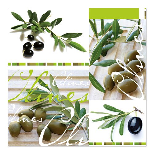 Papstar 9 X 20 Servietten, 3-lagig 1/4-Falz 33 cm x 33 cm "Olives" Image