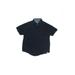 Perry Ellis Short Sleeve Button Down Shirt: Blue Print Tops - Kids Boy's Size 7