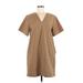 Madewell Casual Dress - Mini V Neck Short sleeves: Brown Dresses - Women's Size Medium