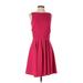 Badgley Mischka Casual Dress - Party Crew Neck Sleeveless: Burgundy Solid Dresses - Women's Size Small