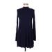 Zenana Outfitters Casual Dress - A-Line Mock Long sleeves: Blue Print Dresses - Women's Size Medium