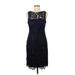 Adrianna Papell Cocktail Dress - Sheath: Blue Brocade Dresses - Women's Size 8