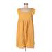 Shein Casual Dress - Mini Square Short sleeves: Yellow Solid Dresses - Women's Size Large