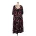 Torrid Casual Dress - A-Line Scoop Neck Short sleeves: Burgundy Floral Dresses - Women's Size 5X Plus