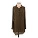 Love 21 Casual Dress - Mini Collared Long sleeves: Brown Print Dresses - Women's Size Small