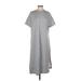 Athleta Casual Dress - Shift Crew Neck Short sleeves: Gray Solid Dresses - Women's Size Small