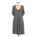 Nina Leonard Casual Dress - Midi: Black Checkered/Gingham Dresses - Women's Size Medium