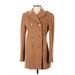 Calvin Klein Wool Coat: Mid-Length Brown Solid Jackets & Outerwear - Women's Size 4