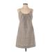 Eileen Fisher Casual Dress - Mini Scoop Neck Sleeveless: Gray Print Dresses - Women's Size P