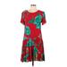 Loco Lindo Casual Dress - DropWaist Scoop Neck Short sleeves: Red Print Dresses - Women's Size Large