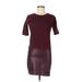 Susana Monaco Casual Dress - Mini Crew Neck Short sleeves: Burgundy Print Dresses - Women's Size Medium