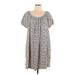 American Eagle Outfitters Casual Dress - Mini Scoop Neck Short sleeves: Gray Print Dresses - Women's Size Large
