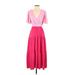 Shein Casual Dress - Midi Plunge Short sleeves: Pink Print Dresses - Women's Size 4