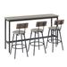 Bar Table Set with 3 PU Upholstered Bar Stools, Industrial Bar Table