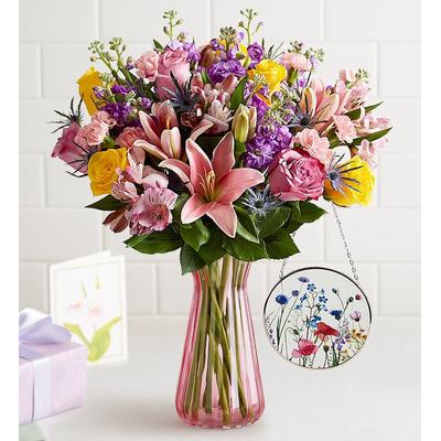 1-800-Flowers Seasonal Gift Delivery Springtime Blossoms For Mom W/ Pink Vase & Suncatcher