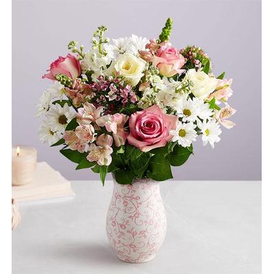 1-800-Flowers Flower Delivery A Mother Loves W/ All Her Heart W/ Precious Pink Rose Vase