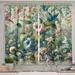 Ambesonne Jungle Floral Kitchen Curtain Medieval Style Bloom Green Multicolor Polyester in Green/Pink | 24 H x 55 W in | Wayfair kc_430000_55x24
