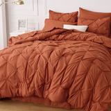 King Size Comforter Set - Bedding Set King 7 Pieces, Pintuck Bed in a Bag Bed Set with Comforter, Sheets, Pillowcases & Shams