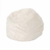 Cozy 3 Foot Rounded Faux Fur Bean Bag, White