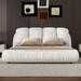 Queen Size Luxury Upholstered Bed With Thick Headboard, Velvet Queen Bed with Oversized Padded Backrest