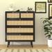 Farmhouse Rattan 4 Drawer Chest with Metal Handles