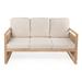 Saranac 3-Seat Mid-Century Modern Roped Acacia Wood Outdoor Sofa with Cushions, by JONATHAN Y