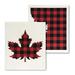 Set Of 2 Buffalo Check Maple Leaf Dishcloth