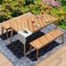 GO 3 Pieces Acacia Wood Table Bench Dining Set For Outdoor & Indoor Furniture With 2 Benches