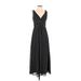 Eva Franco Cocktail Dress - A-Line V-Neck Sleeveless: Black Print Dresses - Women's Size 4 Petite