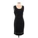 T Tahari Casual Dress - Sheath: Black Polka Dots Dresses - Women's Size Small