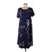 Lularoe Casual Dress - Midi Scoop Neck Short sleeves: Blue Dresses - Women's Size Large