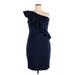 Jessica Howard Casual Dress - Sheath Open Neckline Sleeveless: Blue Print Dresses - Women's Size 16